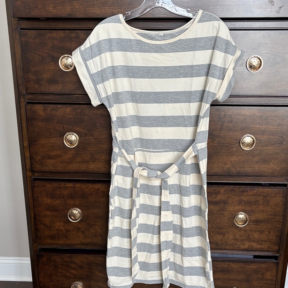 Gray and Cream Striped Dress
